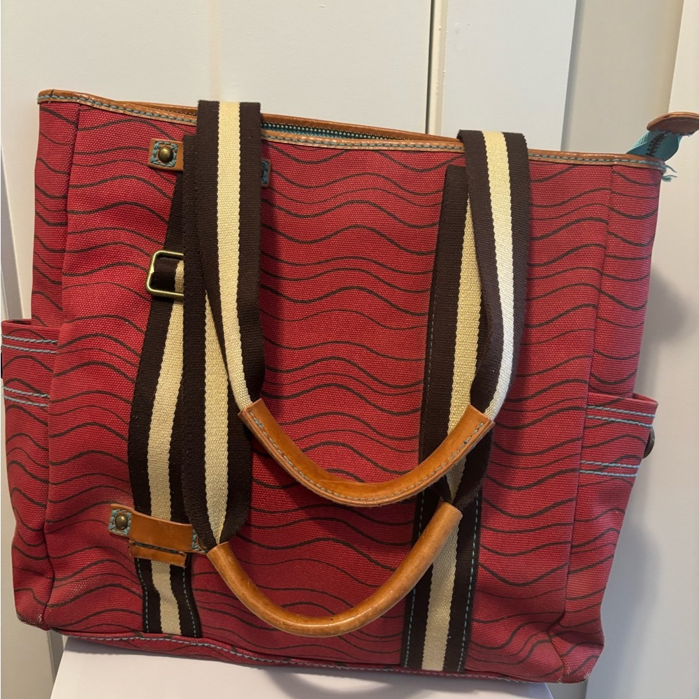 Stylish Red Striped Tote Bag